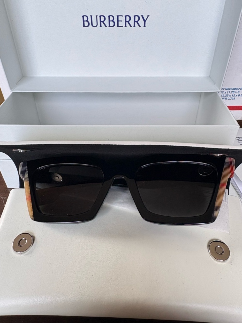 Burberry Black Sunglasses with Signature Check Temples